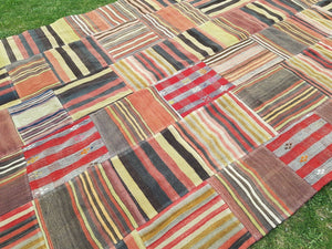 Vintage Turkish Patchwork Kilim Rug 7'1'' x 9'10''