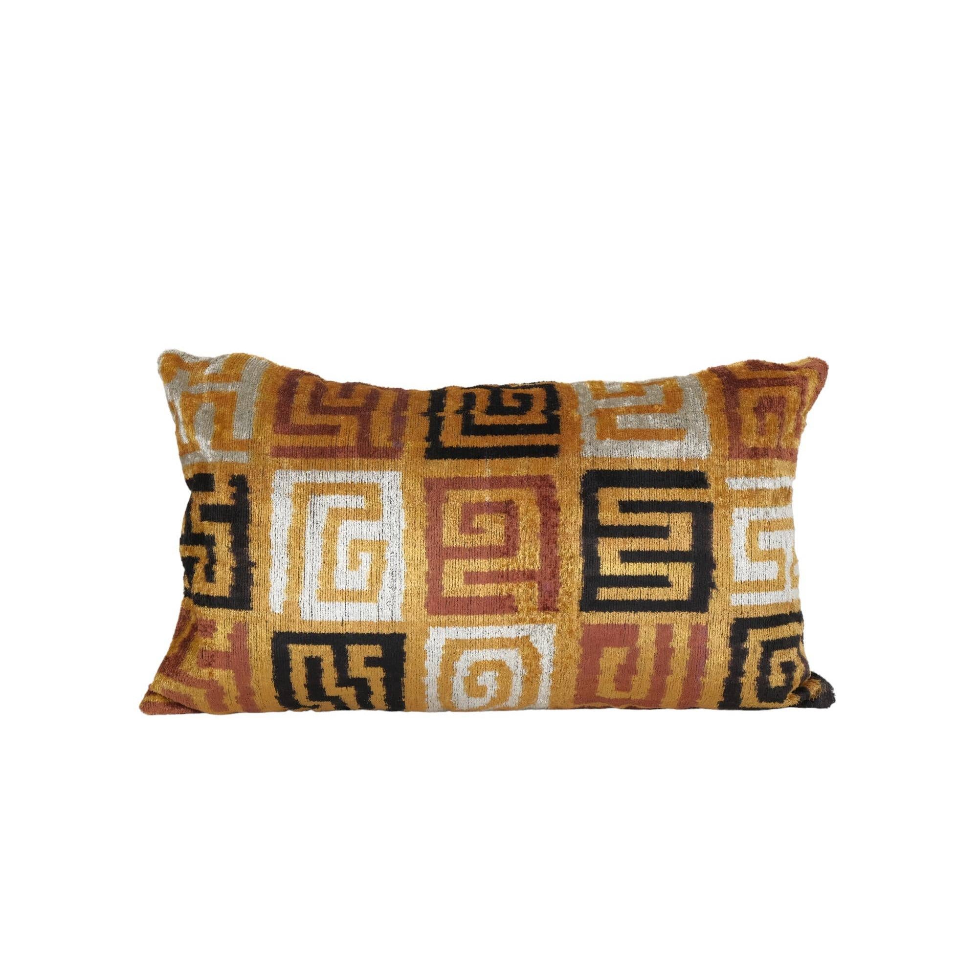 Silk Ikat Velvet Pillow Cover | 15'' x 25''
