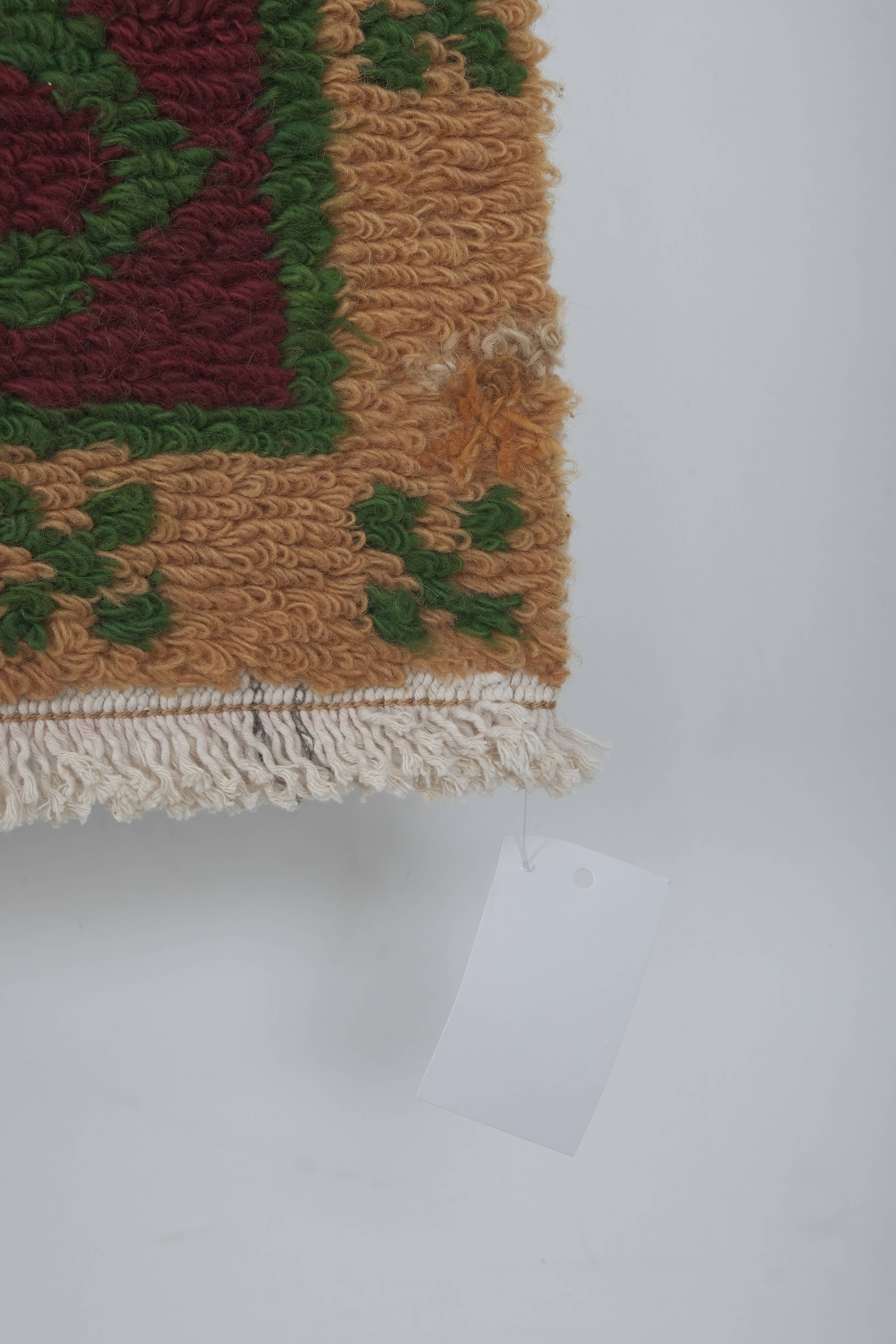 Vintage Checkered Turkish Tulu Rug 4' x 5'1''