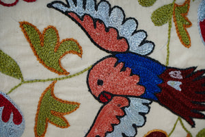 Bird Suzani Bedding Pillow Cover | 17'' x 34''