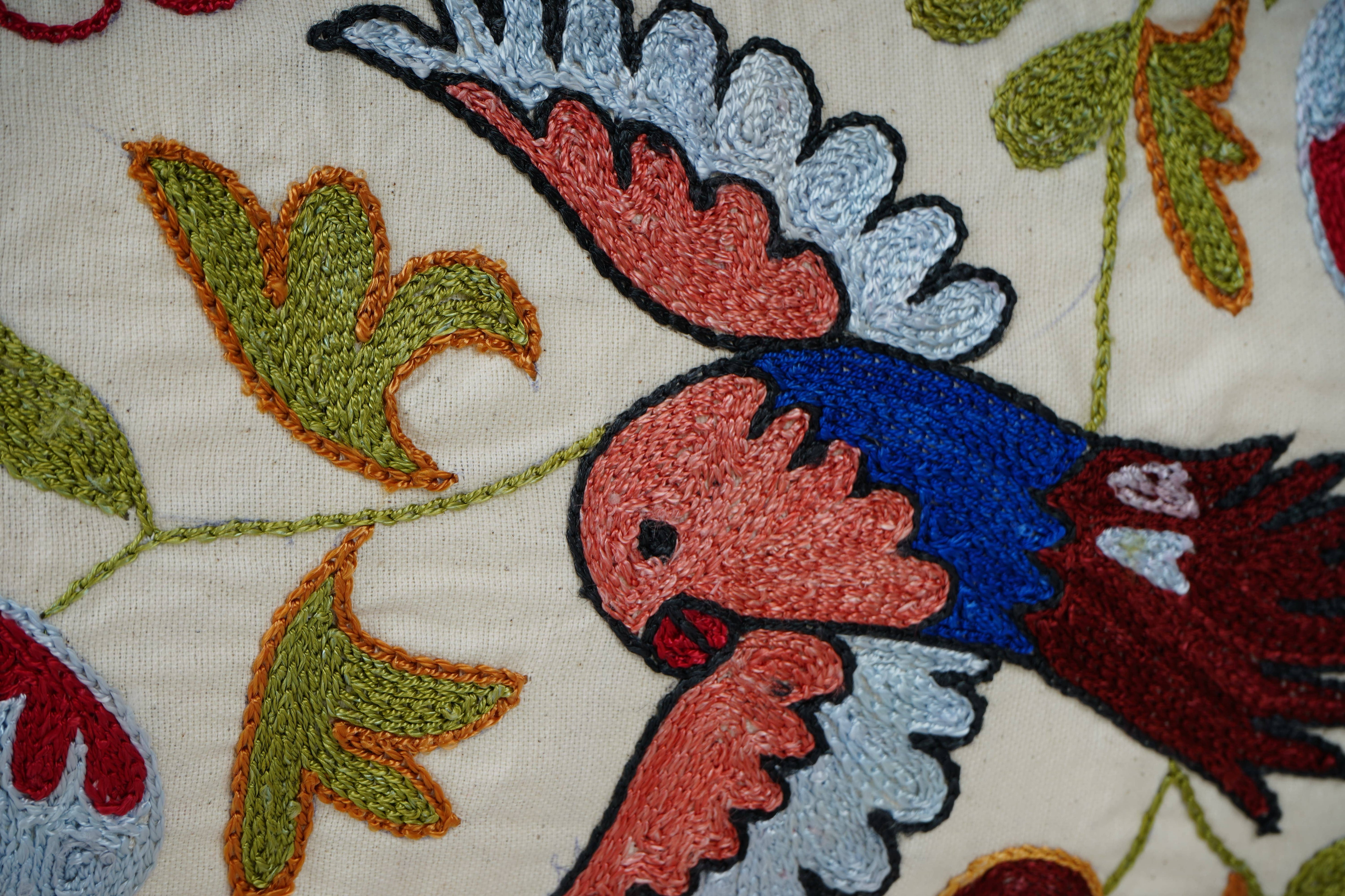 Bird Suzani Bedding Pillow Cover | 17'' x 34''