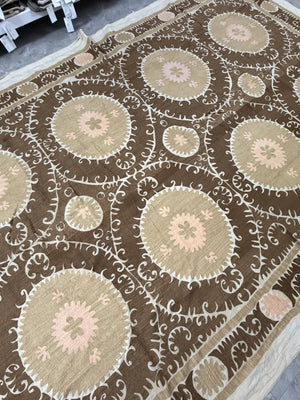 Hand-Embroidered Suzani Wall Hanging & Bedspread 7'5'' x 12'2''