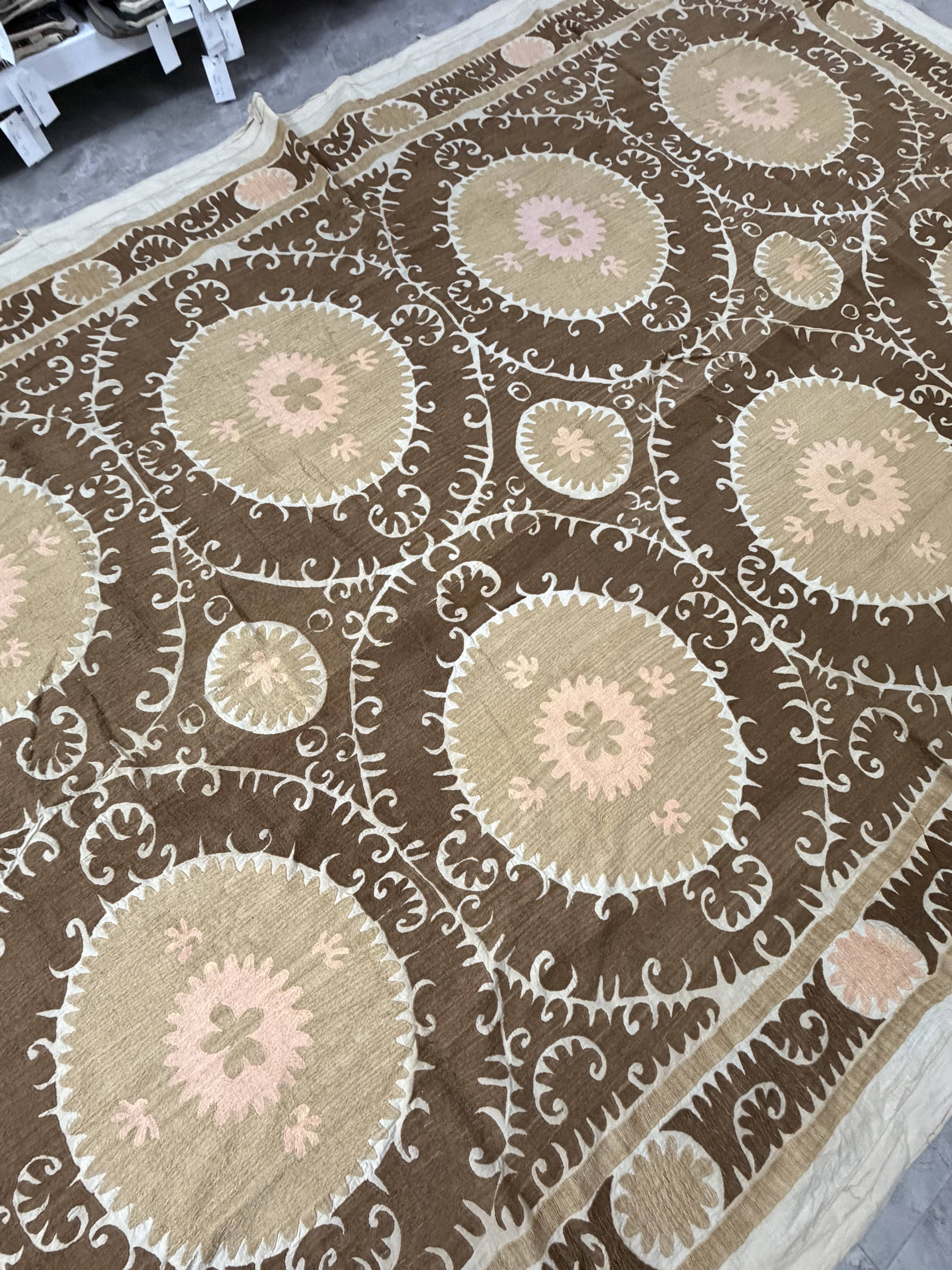 Hand-Embroidered Suzani Wall Hanging & Bedspread 7'5'' x 12'2''