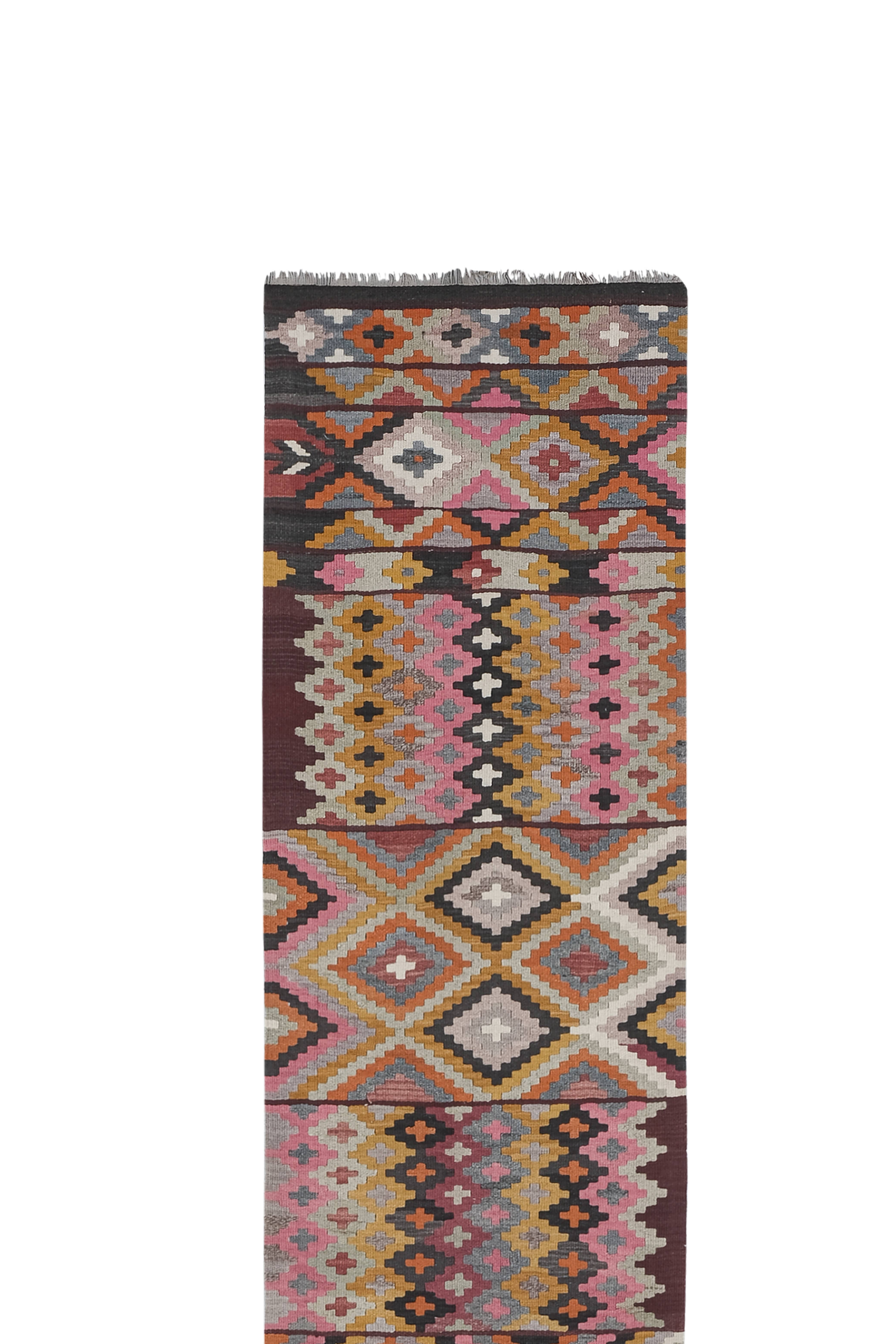 Vintage Turkish Kilim Runner 2'6'' x 14'11''