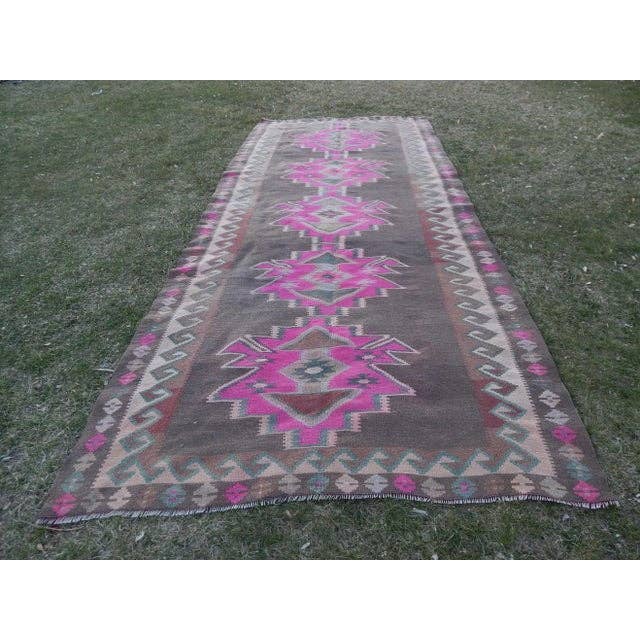 Vintage Turkish Kilim Runner 4'11'' x 10'10''