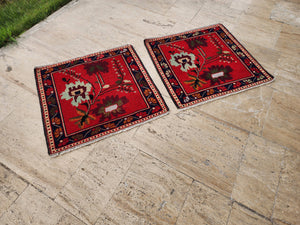 Vintage Turkish Yastik Rugs Set of 2 | 30'' x 32''