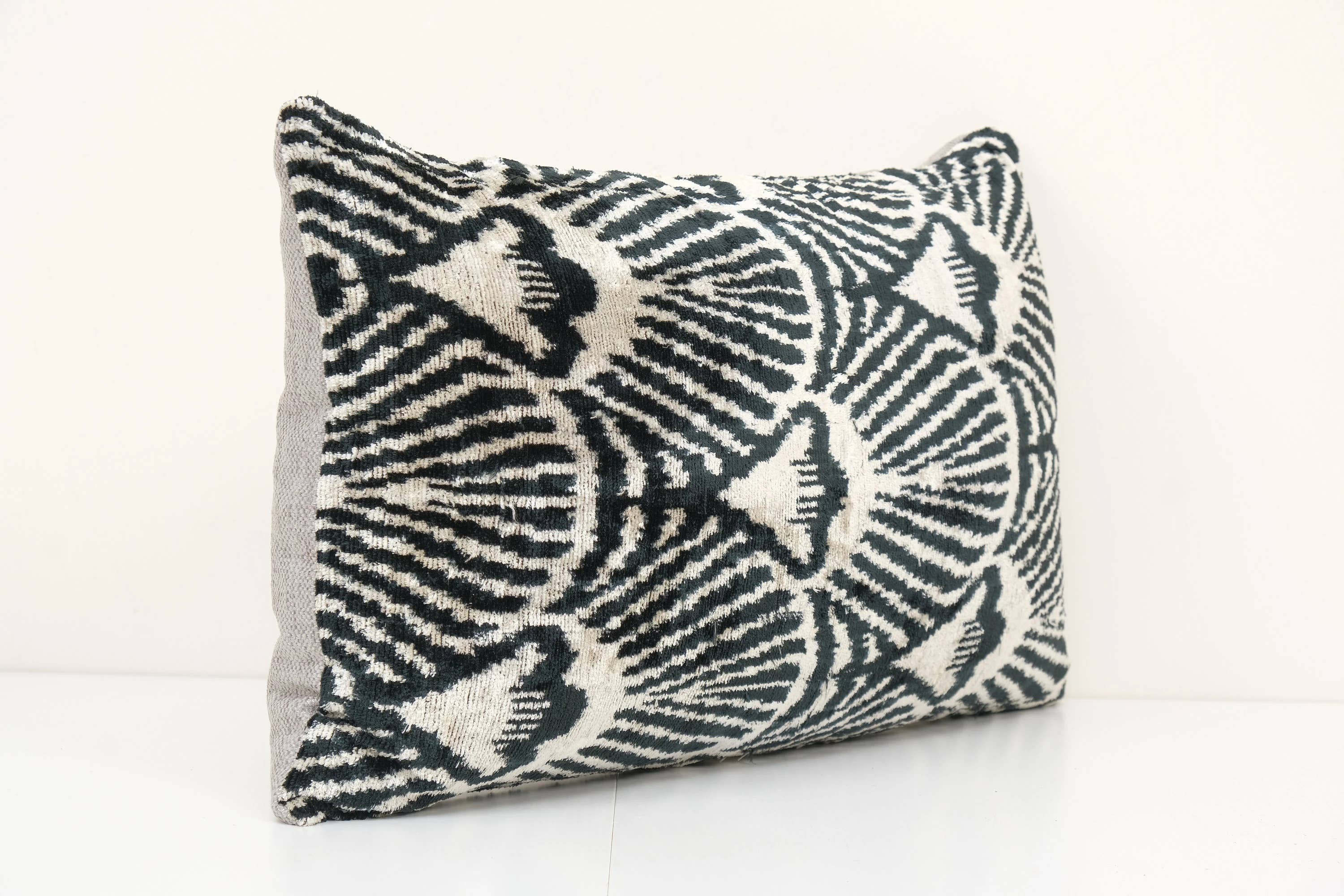Silk Ikat Velvet Pillow Cover | 16'' x 22''