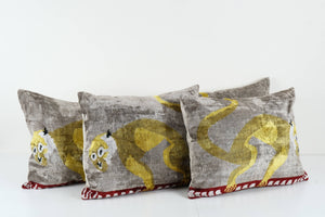 Silk Ikat Velvet Pillow Cover Set of 2 | 17'' x 48''