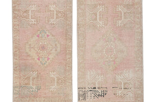 Vintage Turkish Yastik Rugs Set of 2 | 20'' x 39''