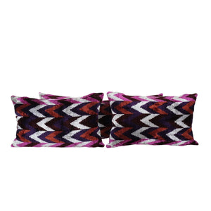 Silk Ikat Velvet Pillow Cover Set of 3 | 16'' x 24''
