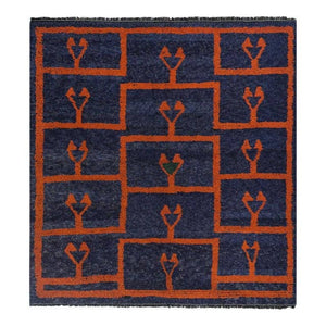 Vintage Turkish Shaggy Rug 6' x 6'2''