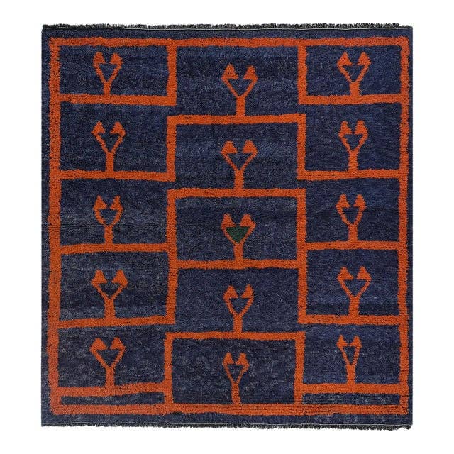 Vintage Turkish Shaggy Rug 6' x 6'2''