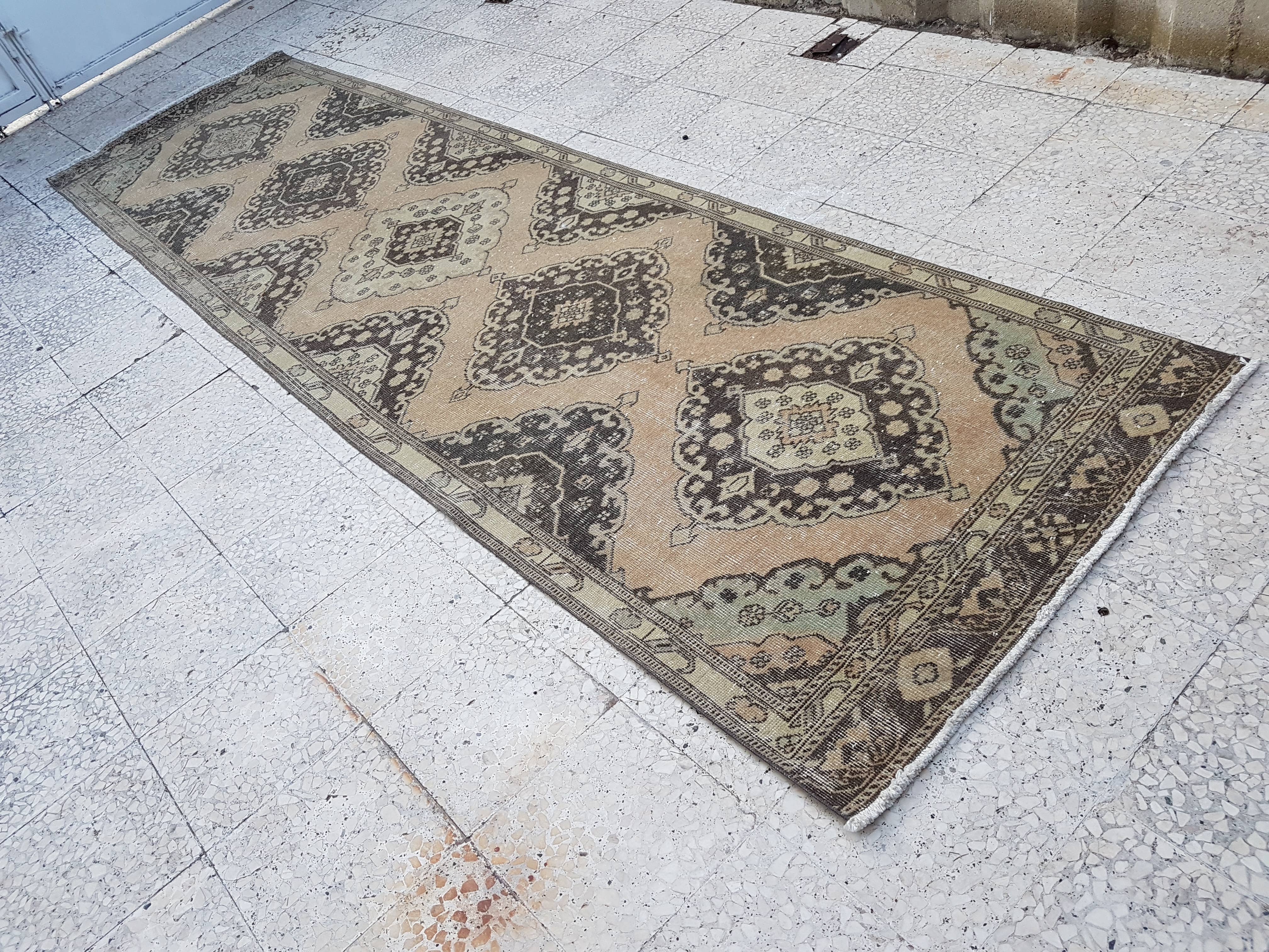 Vintage Turkish Anatolian Oushak Runner 3'6'' x 12'5''