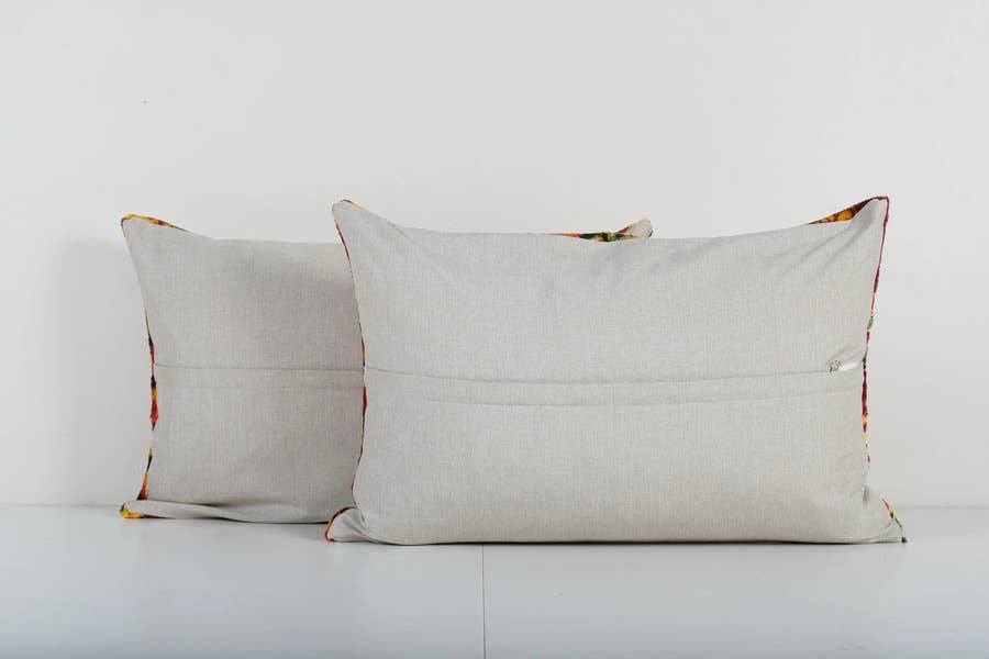Silk Ikat Velvet Pillow Cover Set of 2 | 16'' x 24''