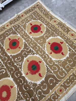 Hand-Embroidered Suzani Wall Hanging & Bedspread 7'5'' x 11'