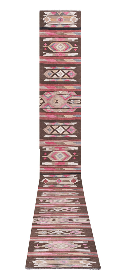 Vintage Turkish Kilim Runner 2'6'' x 20'6''