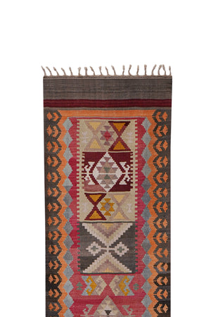 Vintage Turkish Kilim Runner 2'8'' x 16'7''