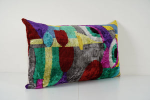Silk Ikat Velvet Pillow Cover | 16'' x 24''