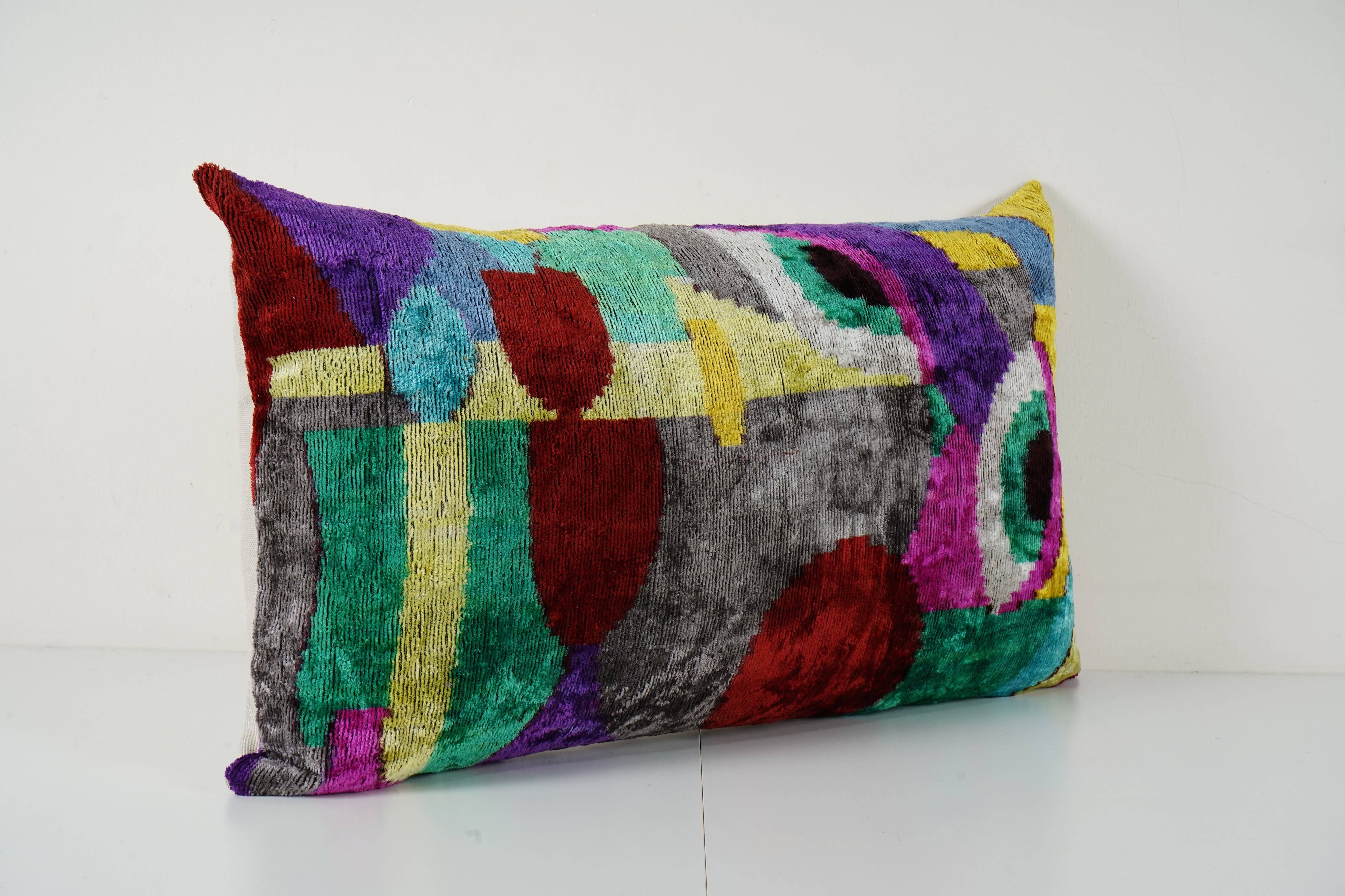 Silk Ikat Velvet Pillow Cover | 16'' x 24''