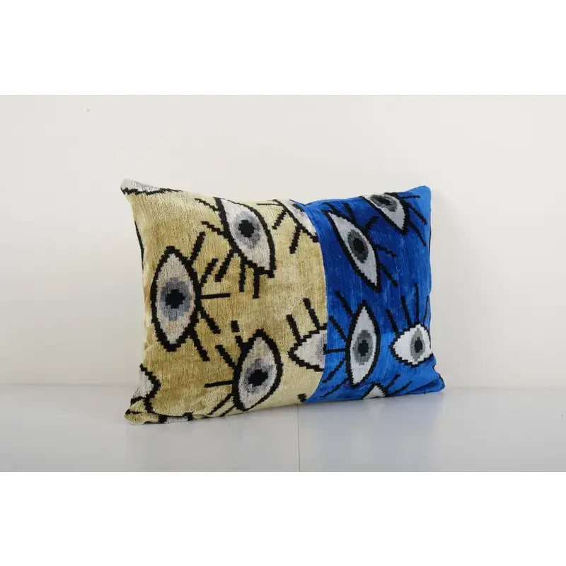 Silk Ikat Patchwork Velvet Pillow Cover | 16'' x 22''