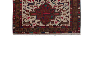 Vintage Soumac Kilim Rug 3'5'' x 4'7''