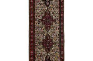 Vintage Animal Pattern Soumac Kilim Runner 3'4'' x 9'4''