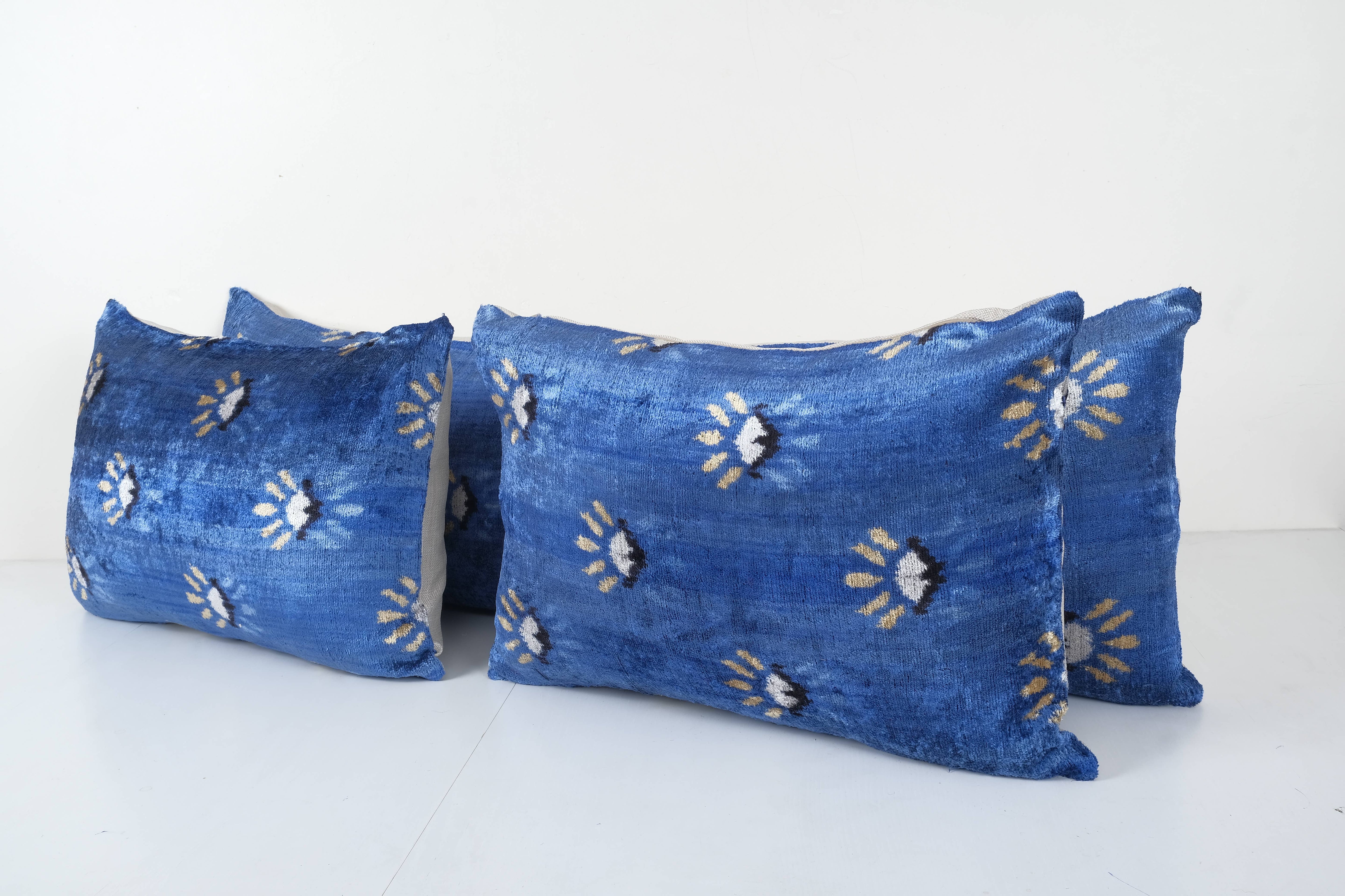 Silk Ikat Velvet Pillow Cover Set of 3 | 16'' x 46''