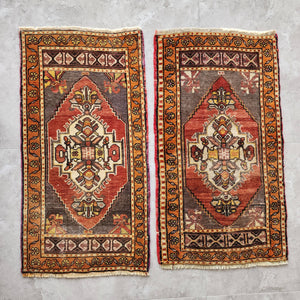 Vintage Oushak Yastik Rugs Set of 2 | 19'' x 36''