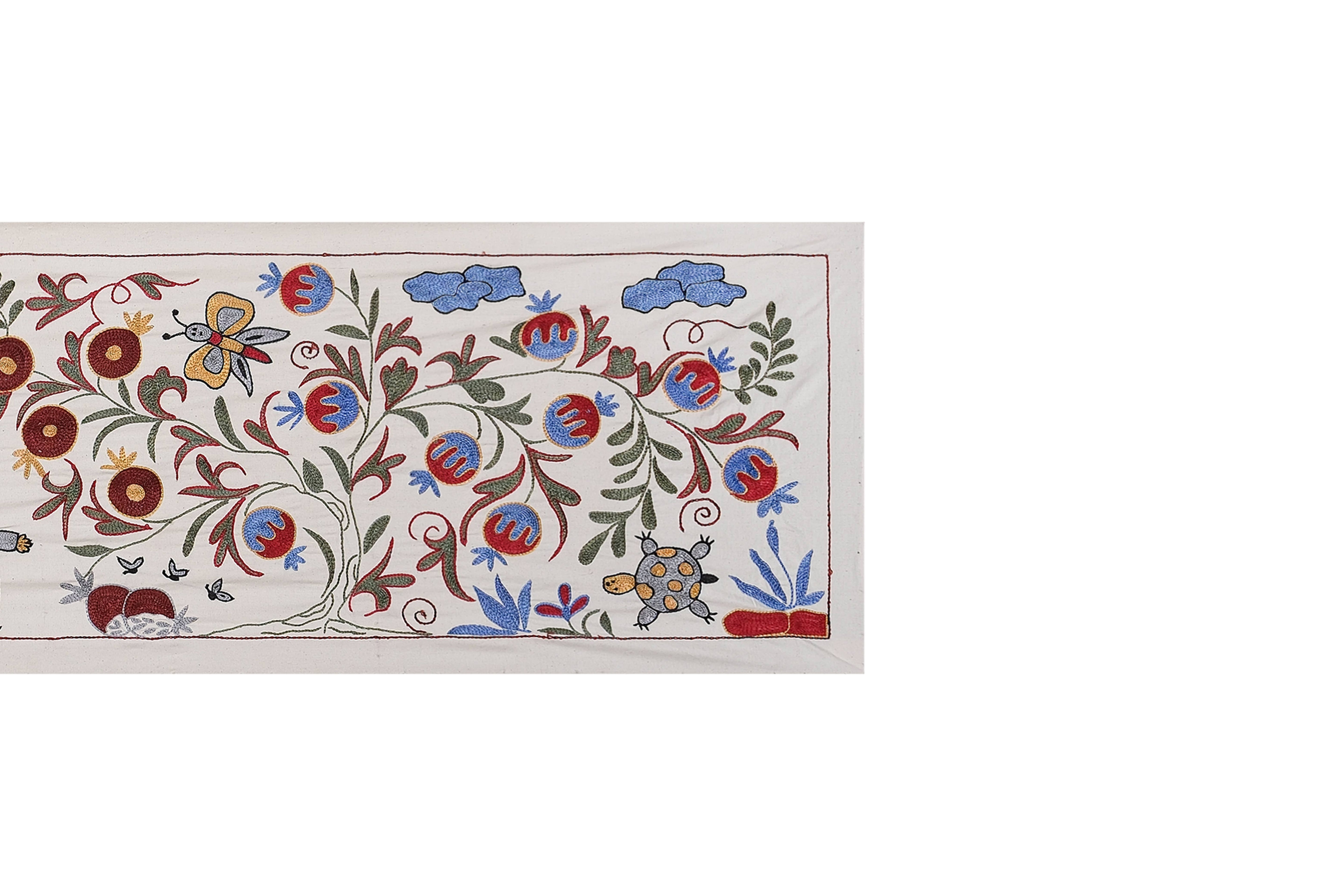 Hand-Embroidered Suzani Table Runner 1'8'' x 6'1''