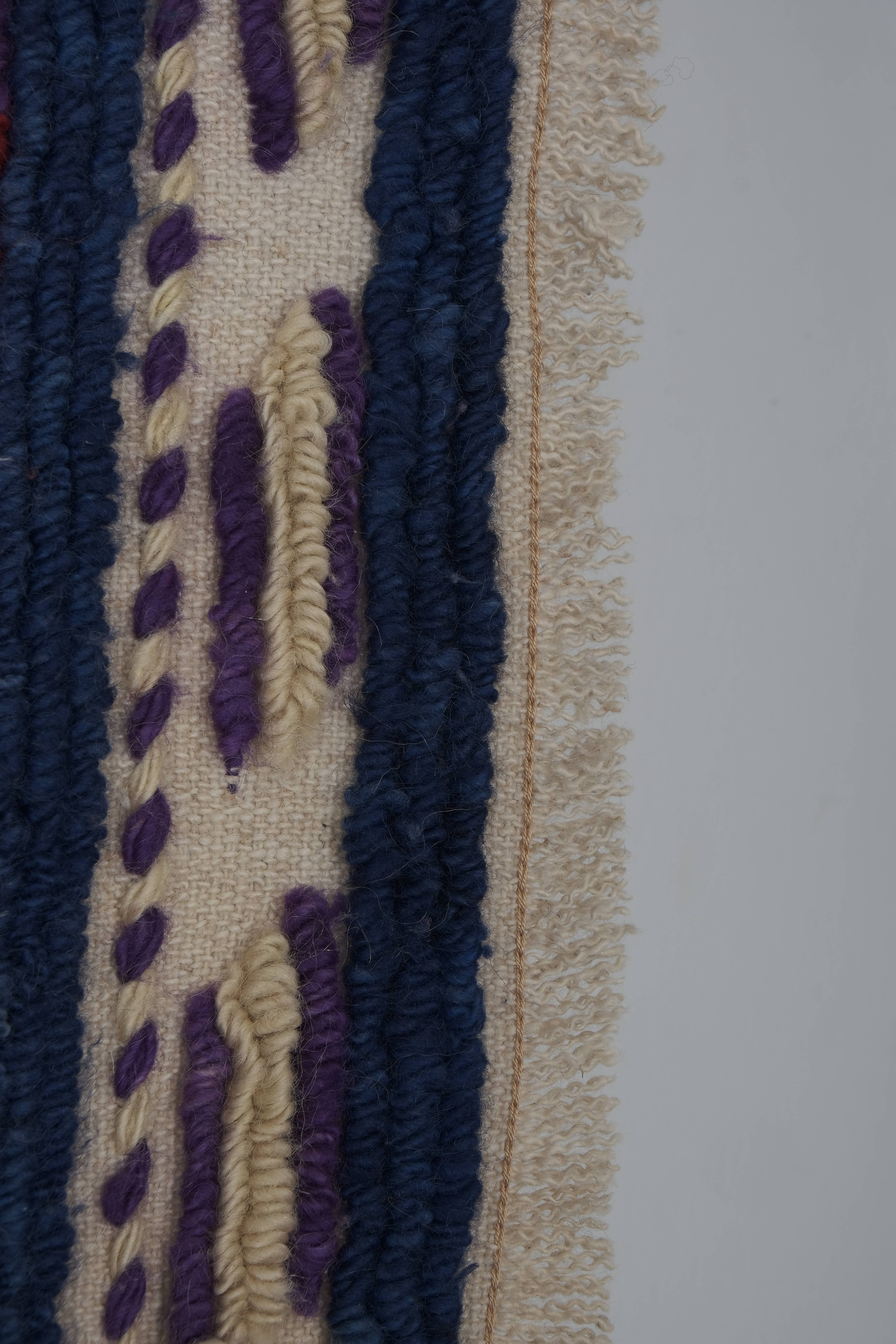 Vintage Checkered Turkish Shaggy Tulu Rug 43'' x 54''
