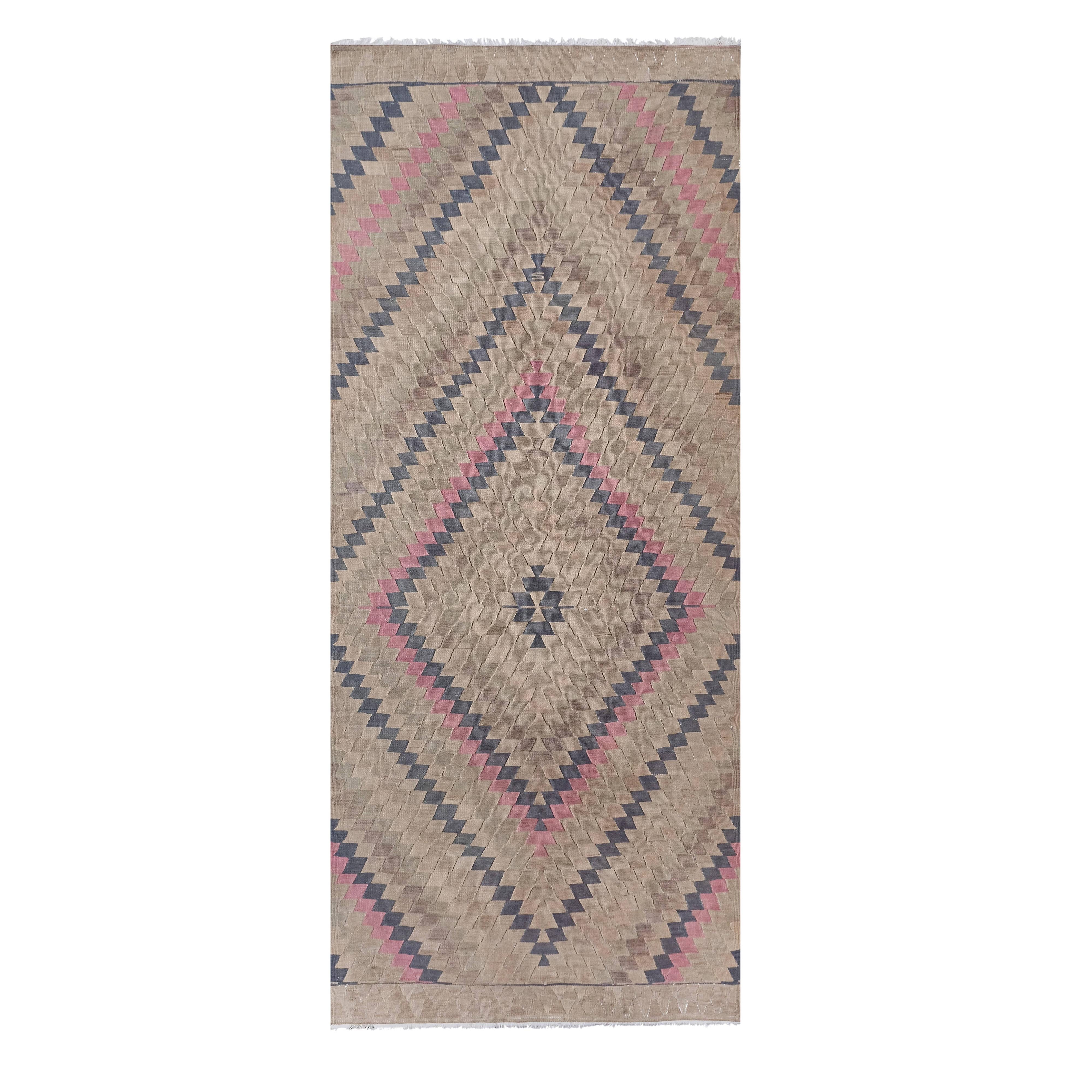Vintage Turkish Kilim Rug 4'11'' x 11'6''