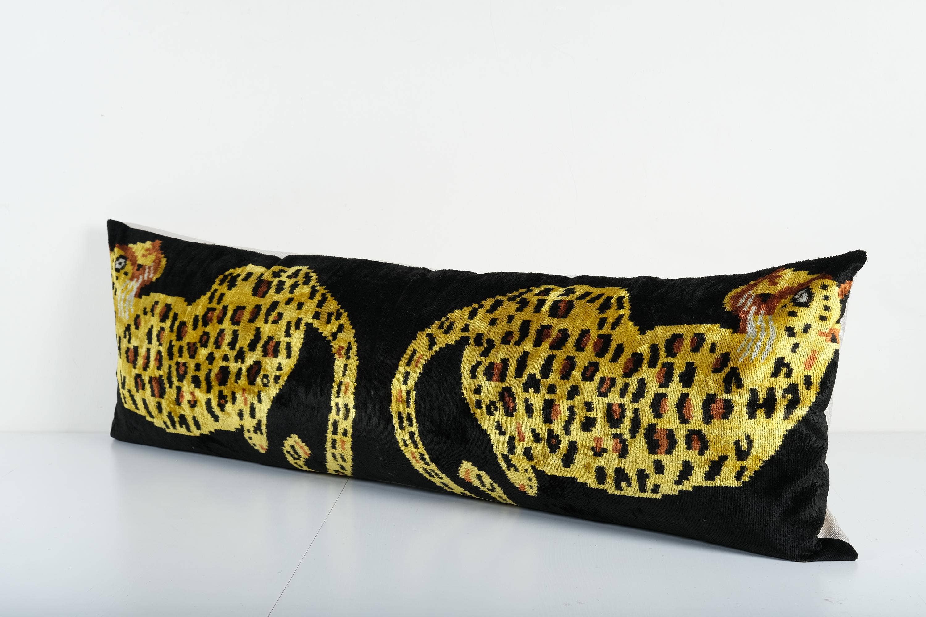 Tiger Silk Ikat Velvet Pillow Cover | 16'' x 47''