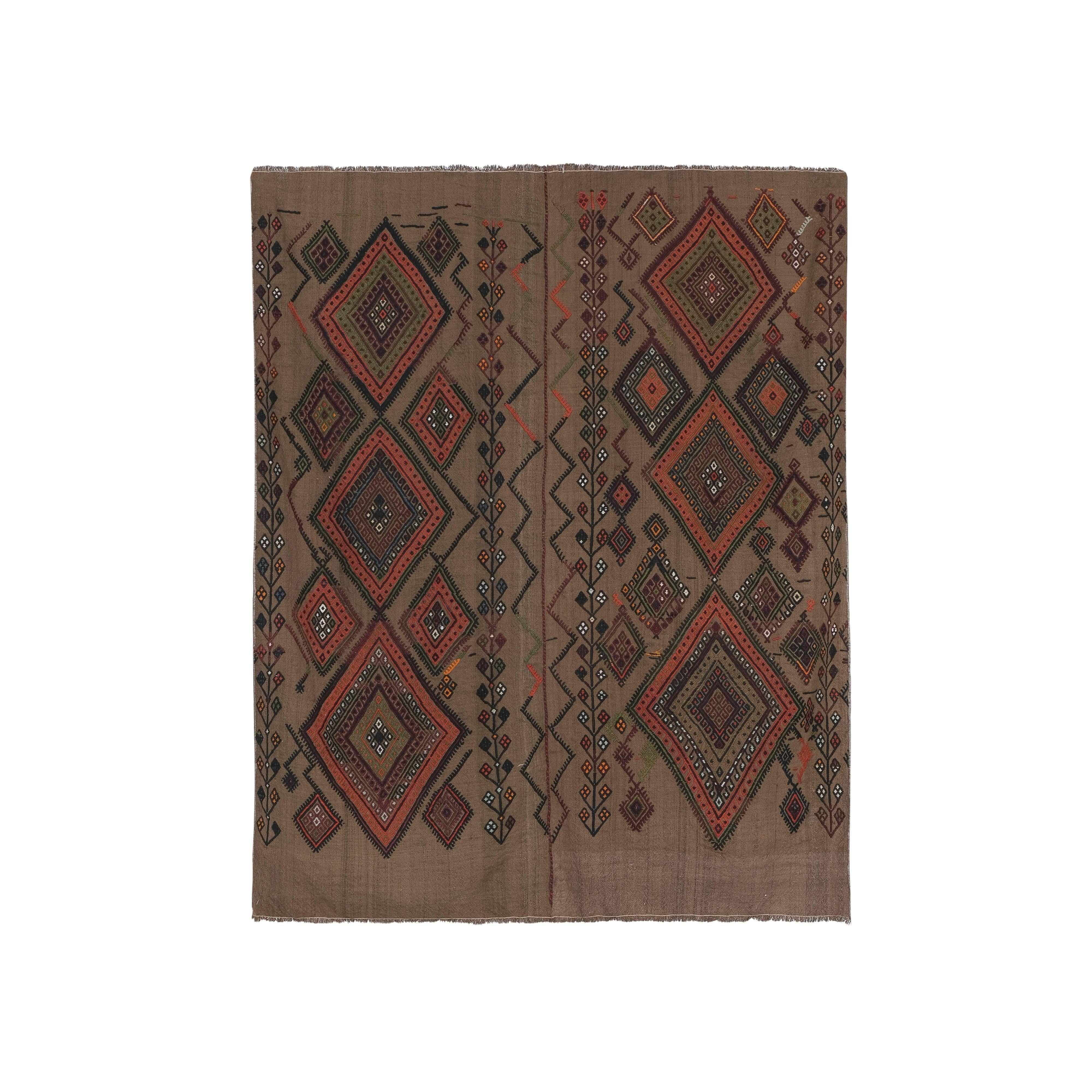 Vintage Turkish Kilim Rug 5'3'' x 6'1''