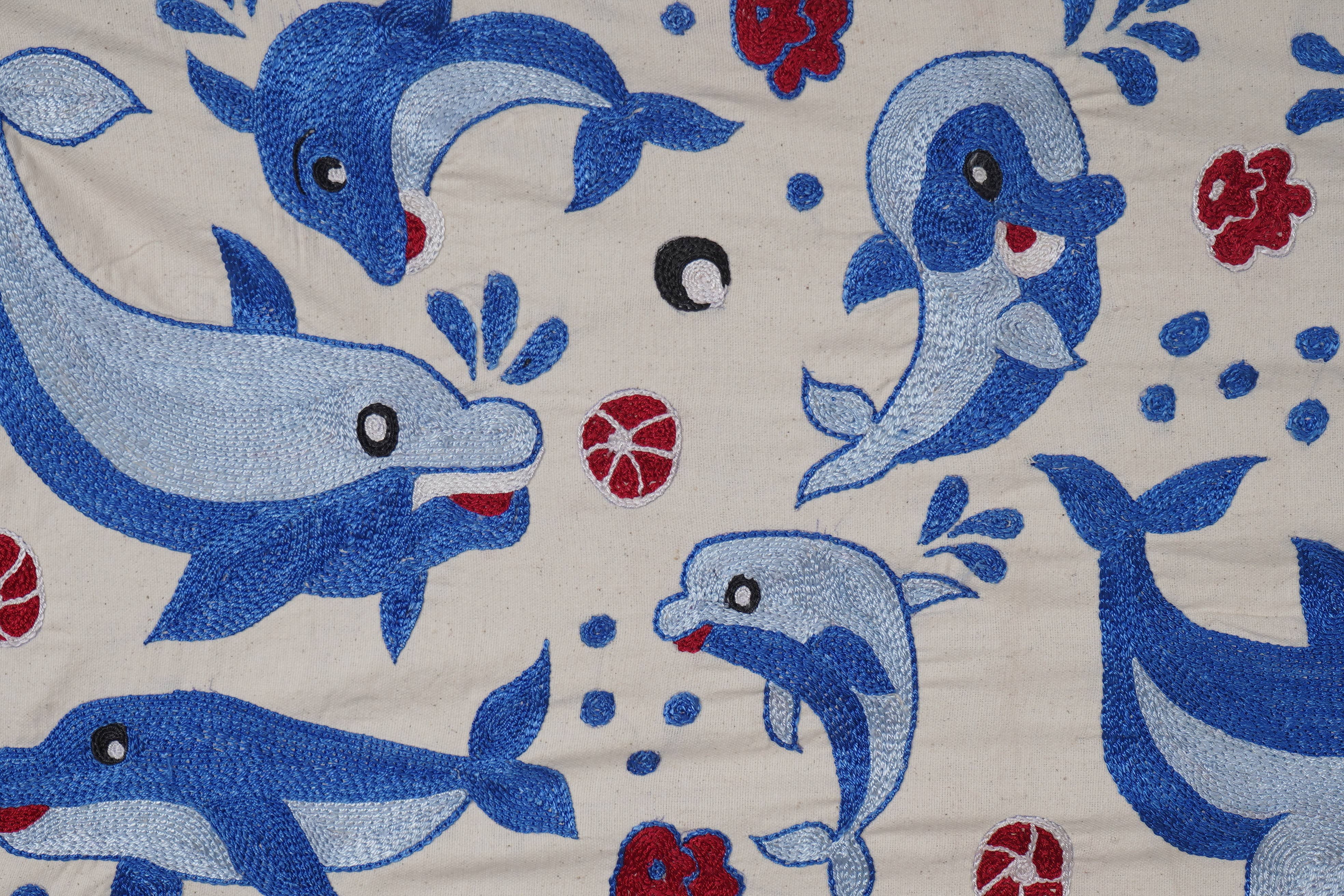 Fish Suzani Wall Hanging & Tablecloth | 20'' x 58''