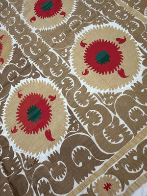 Hand-Embroidered Suzani Wall Hanging & Bedspread 7'5'' x 11'