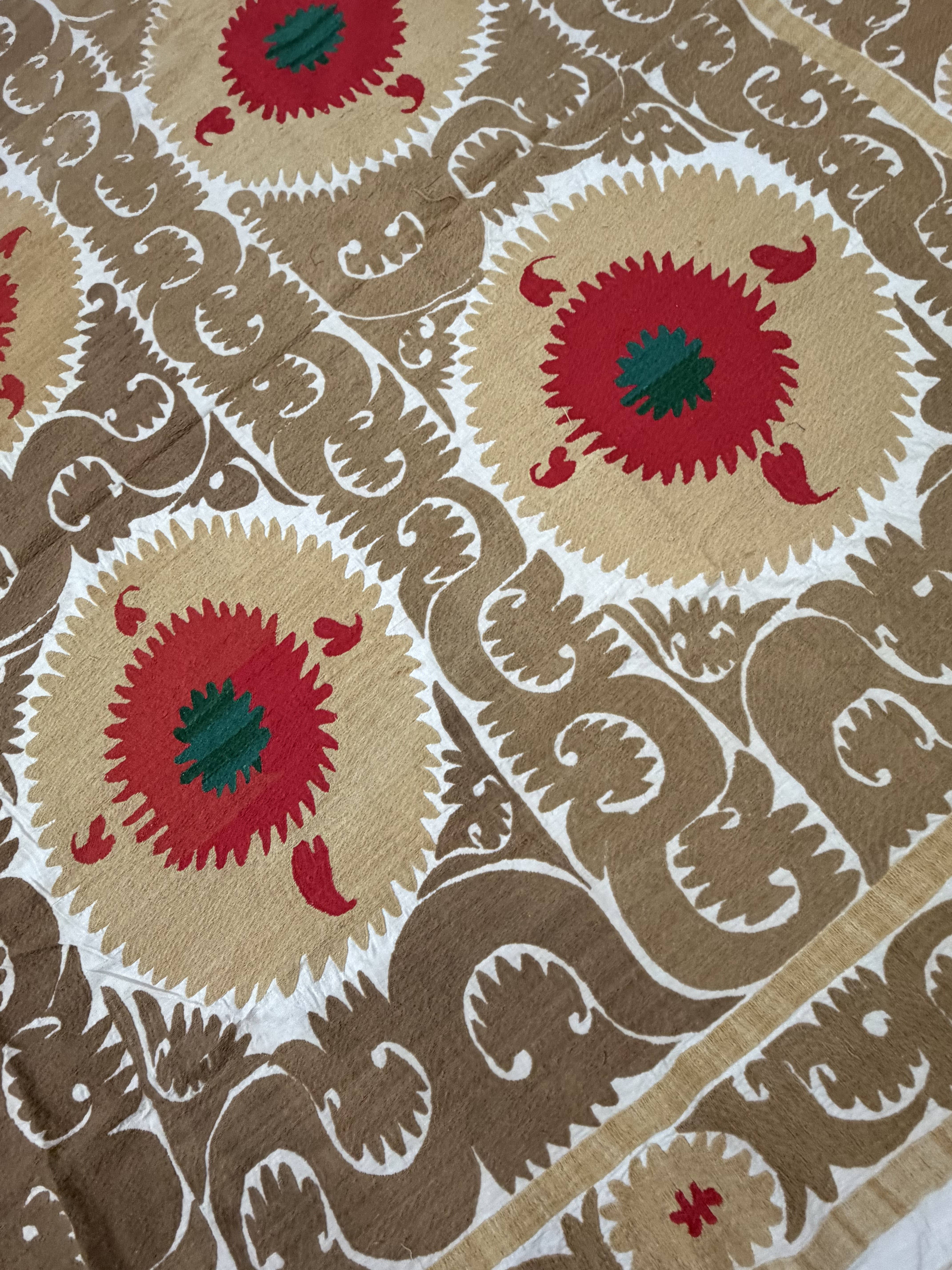 Hand-Embroidered Suzani Wall Hanging & Bedspread 7'5'' x 11'