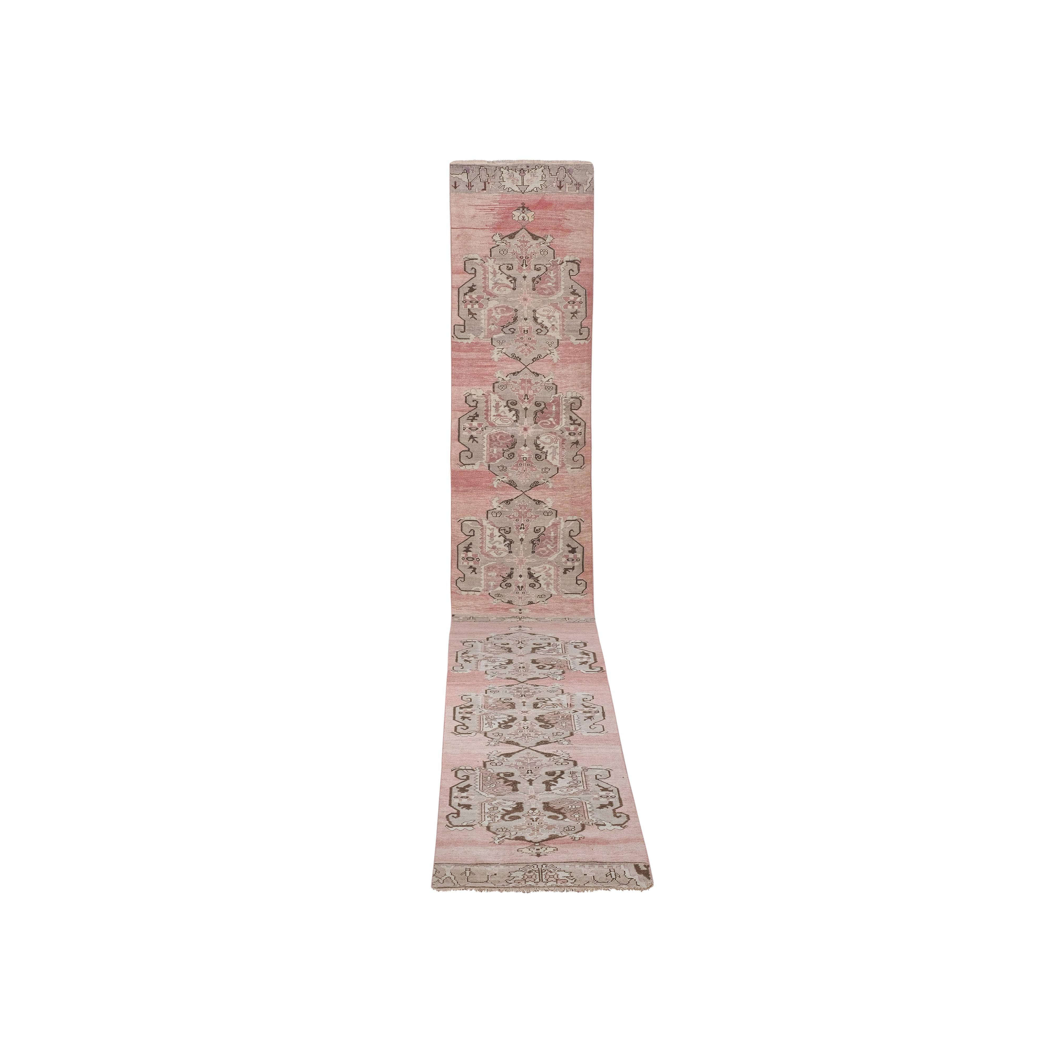 Vintage Turkish Karapinar Runner Rug 3'3'' x 21'4''