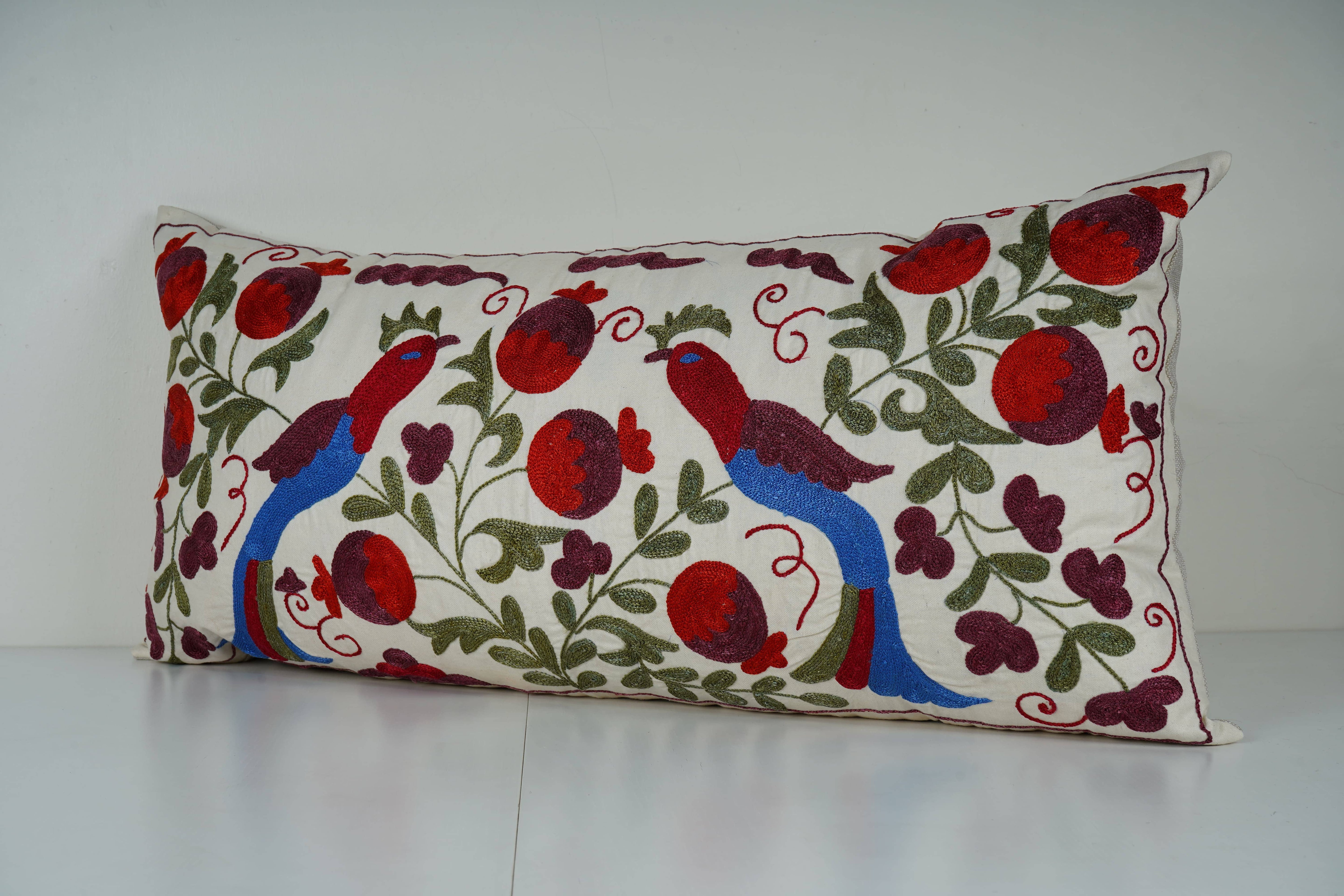 Bird Suzani Bedding Pillow Cover | 17'' x 33''