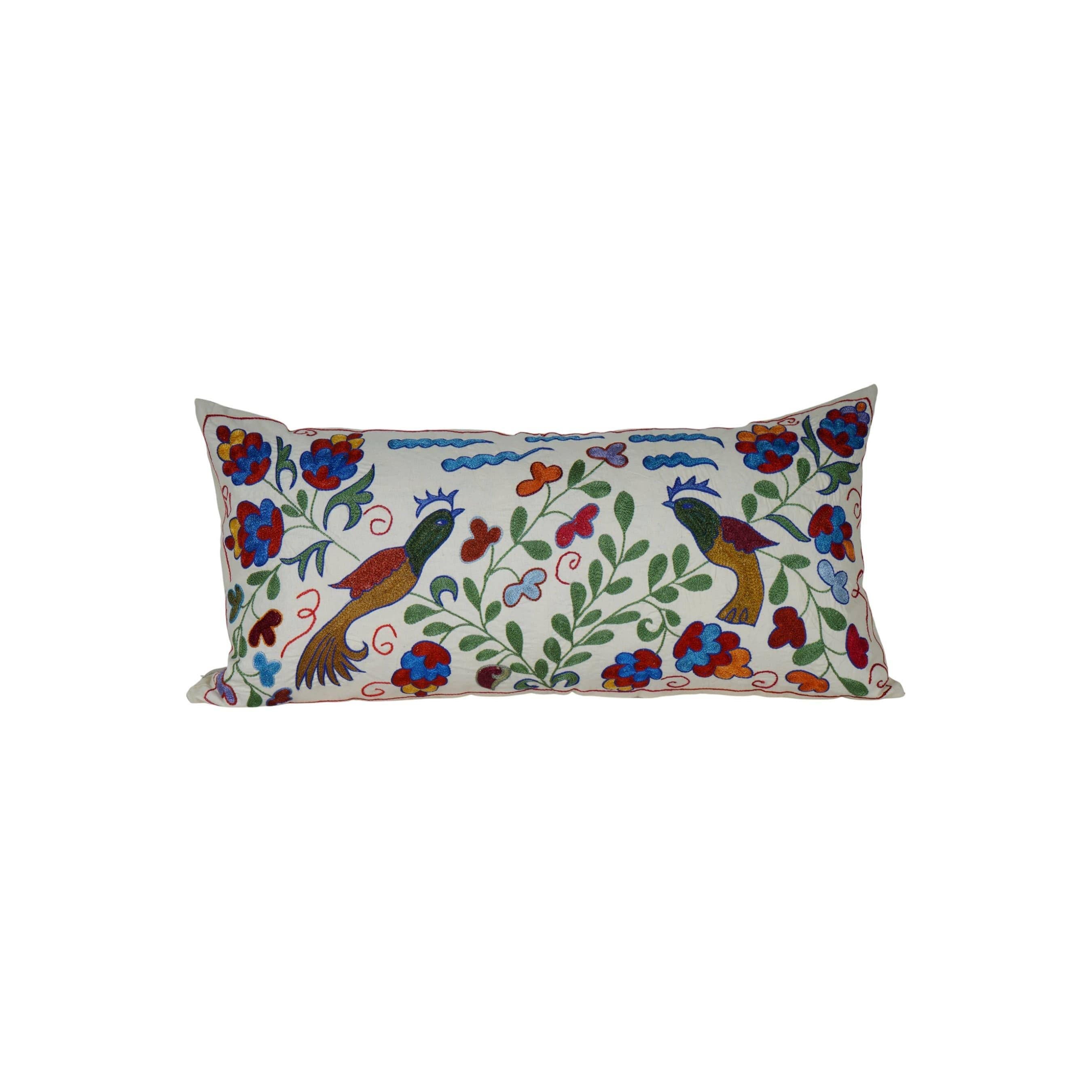 Bird Suzani Bedding Pillow Cover | 16'' x 34''