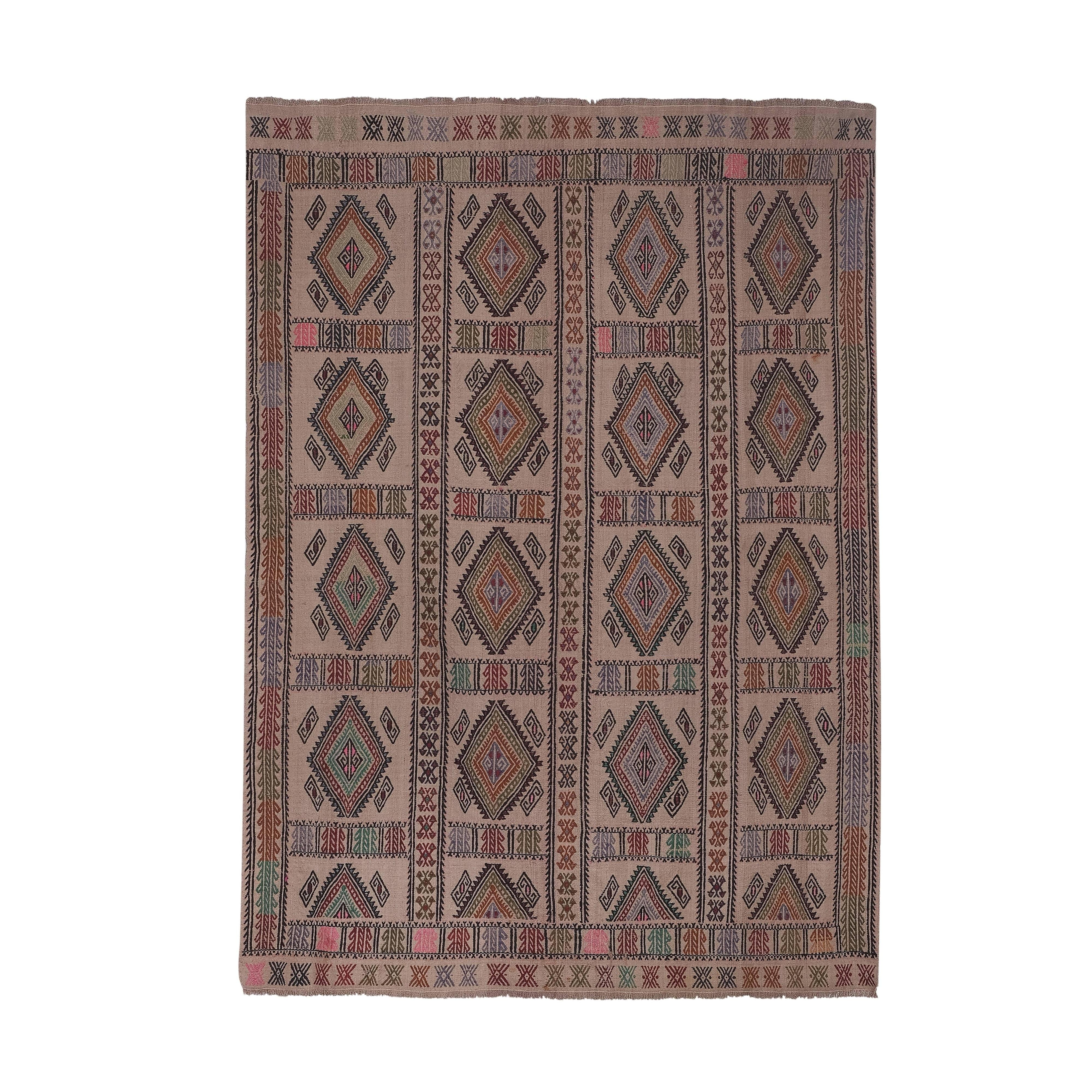 Vintage Turkish Anatolian Kilim Rug 5'3'' x 7'5''