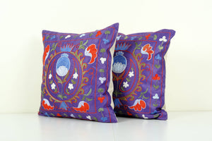 Silk Suzani Pillow Cover Set of 2 | 19'' x 19''