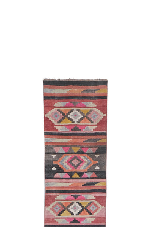 Vintage Turkish Kilim Runner 2'4'' x 22'11''
