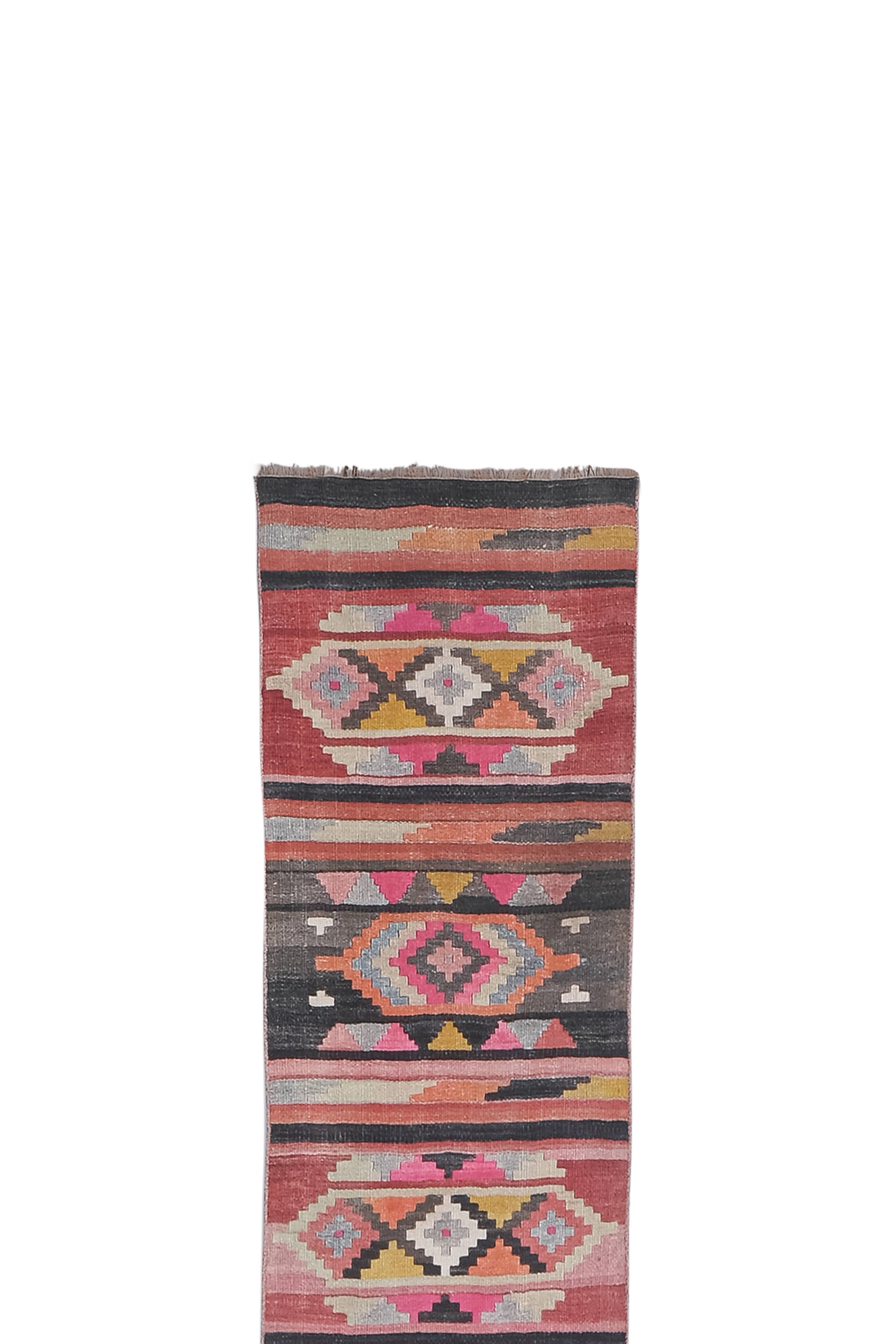 Vintage Turkish Kilim Runner 2'4'' x 22'11''