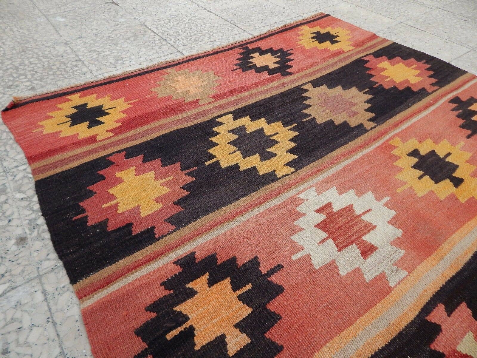 Vintage Turkish Kilim Runner 4'2'' x 9'4''