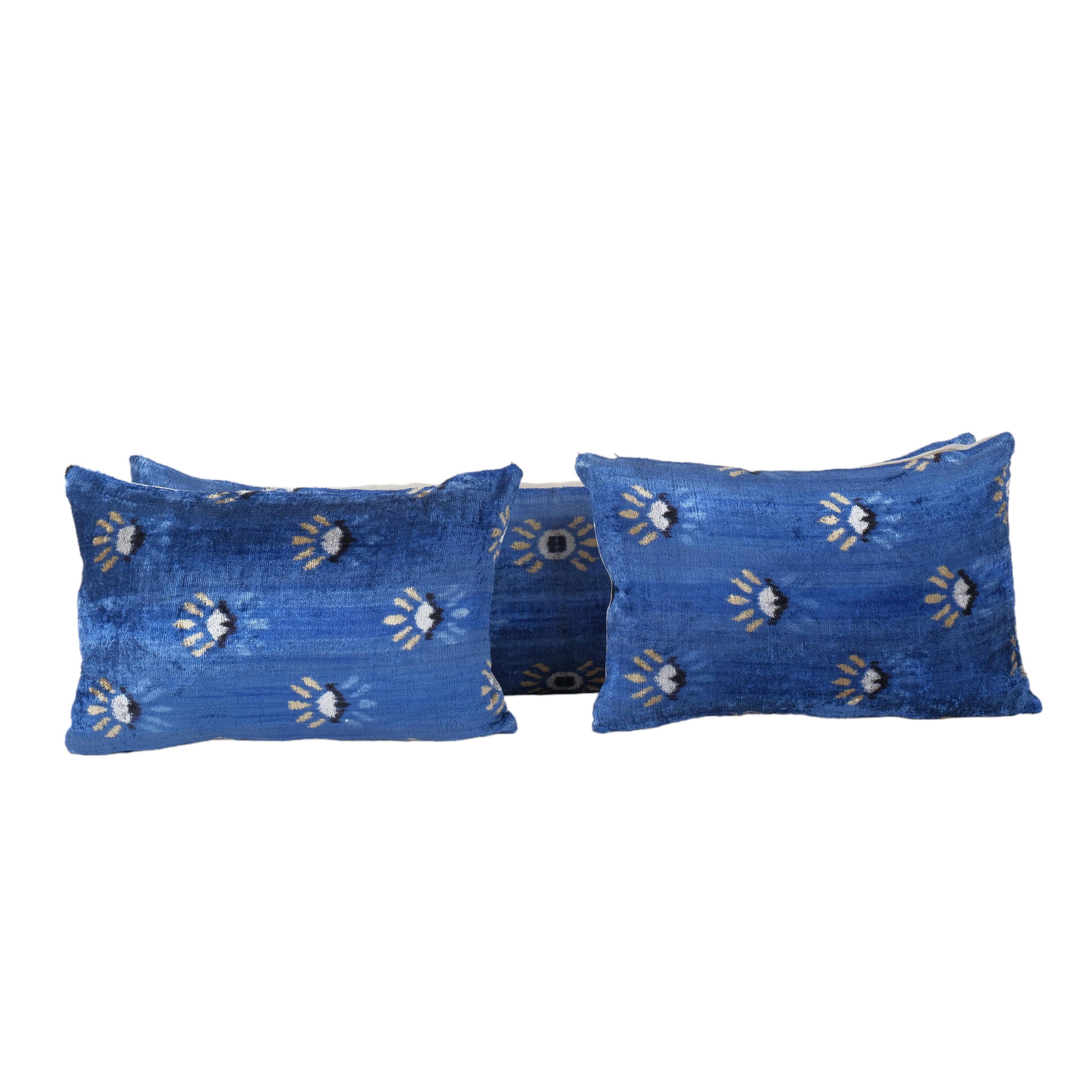 Silk Ikat Velvet Pillow Cover Set of 3 | 16'' x 46''
