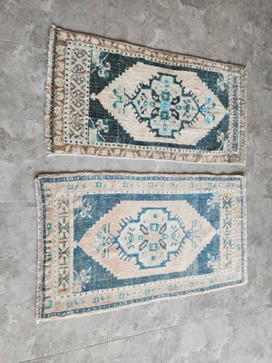 Vintage Turkish Yastik Rugs Set of 2 | 20'' x 38''