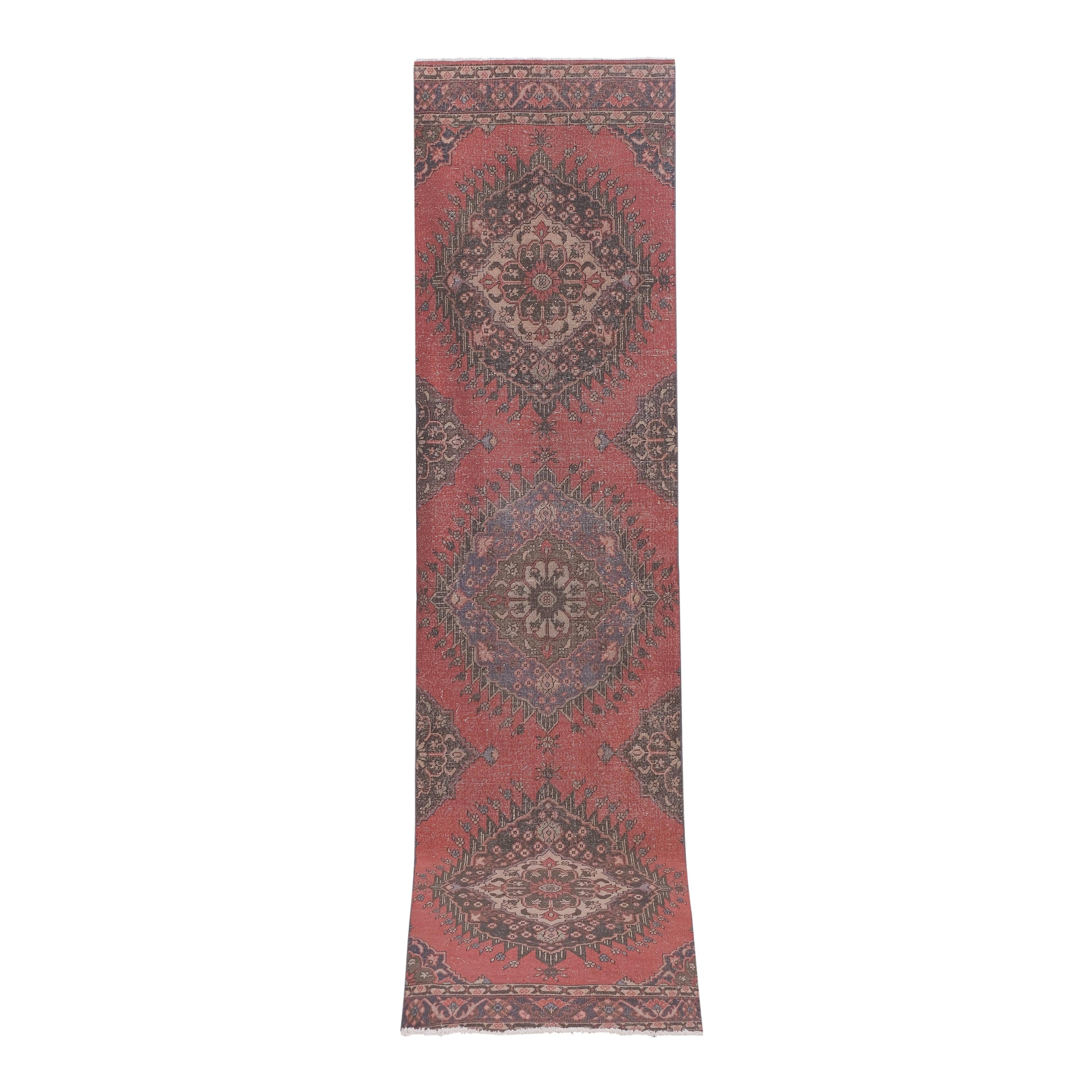 Vintage Turkish Runner Rug 3'4'' x 13'3''