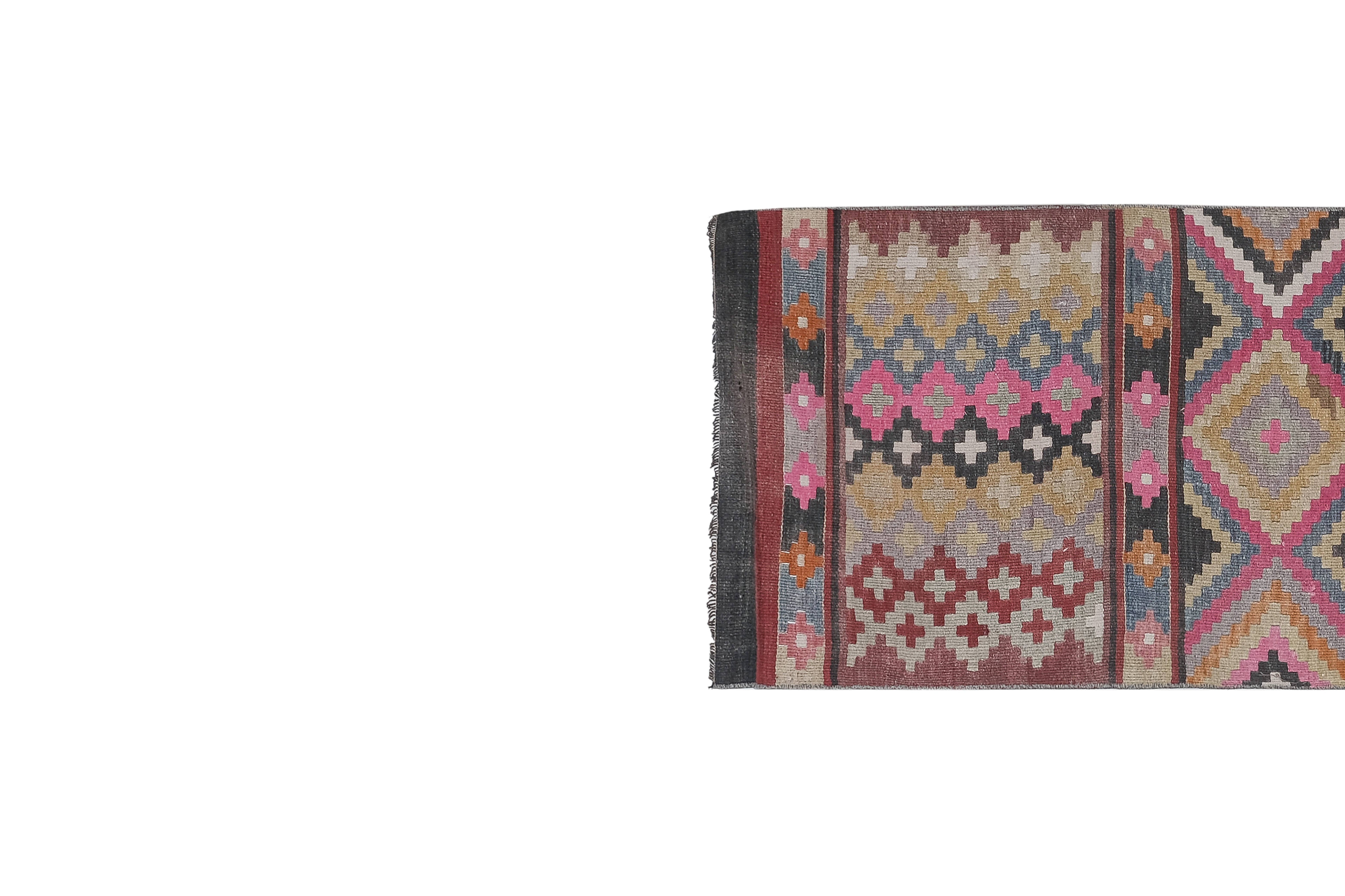 Vintage Turkish Kilim Runner 2'6'' x 12'2''