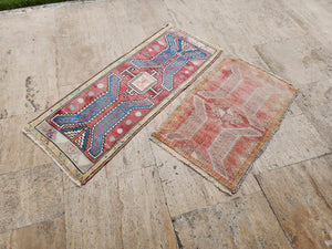 Vintage Turkish Yastik Rug Set of 2 | 1'9'' x 2'8'' & 1'8'' x 4'1''