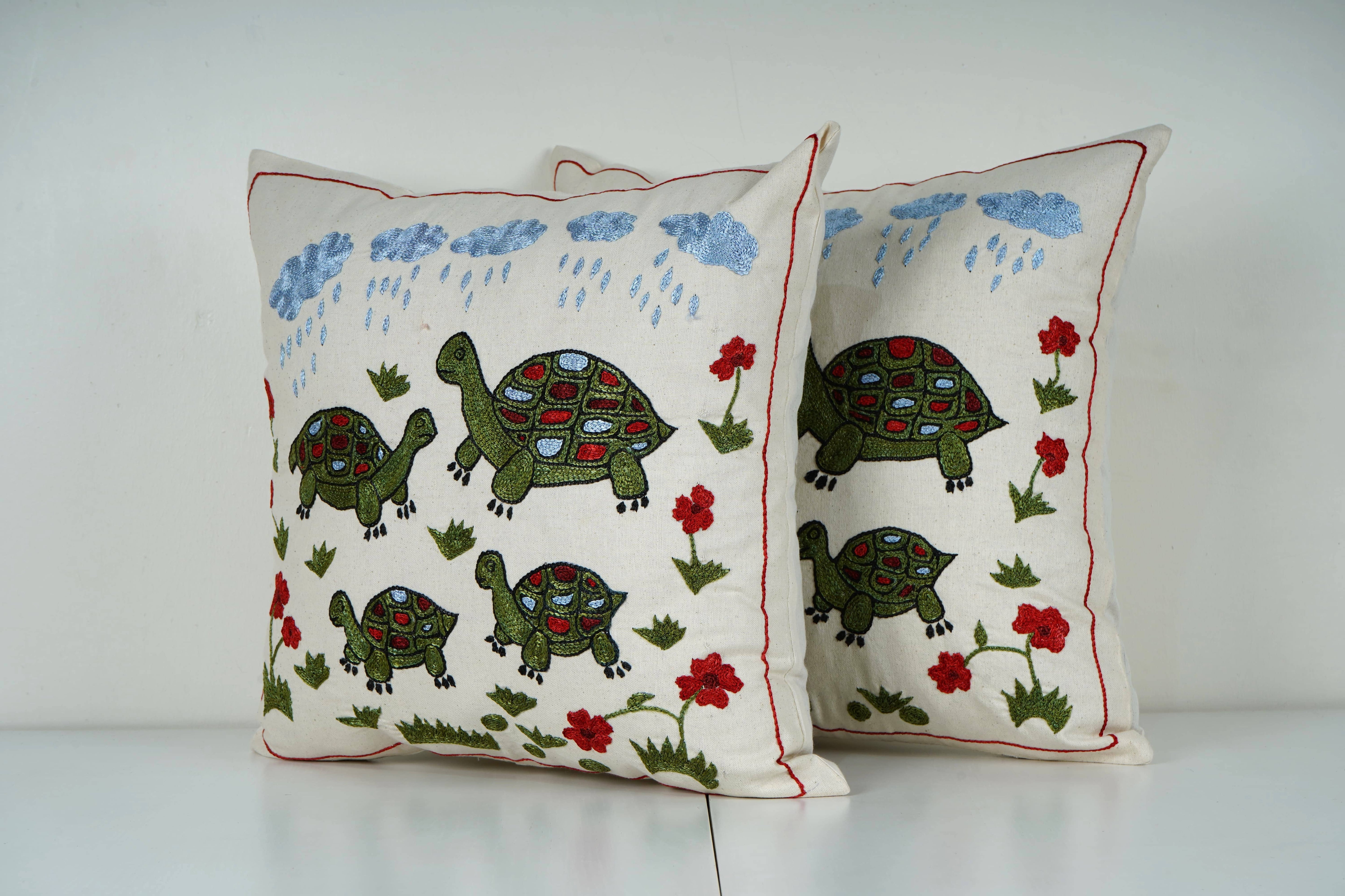 Tortoise Suzani Pillow Cover | 18'' x 18''